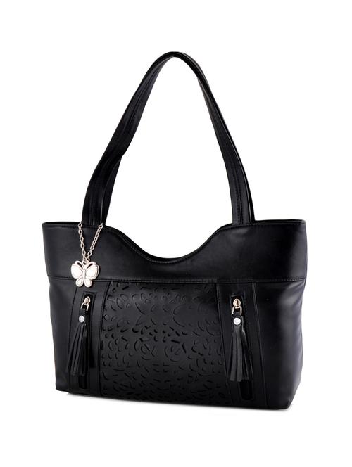 black leatherette cutwork handbag - 12379502 - Very Small Image - 1