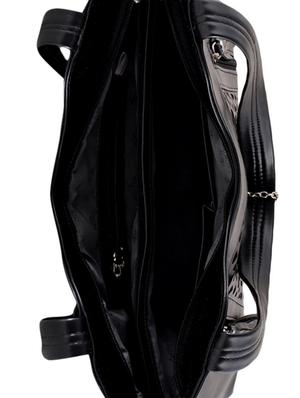 black leatherette cutwork handbag - 12379502 - Standard Image - 3