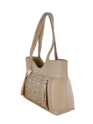 beige leatherette cutwork handbag - 12379503 - Standard Image - 4