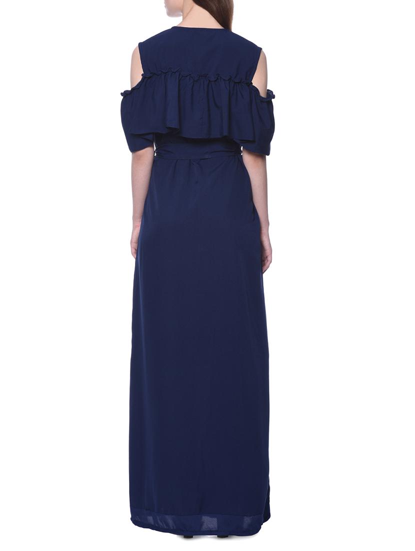 solid navy blue crepe maxi dress - 12379771 - Zoom Image - 3
