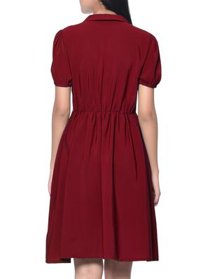 solid maroon crepe dress - 12379776 - Standard Image - 3