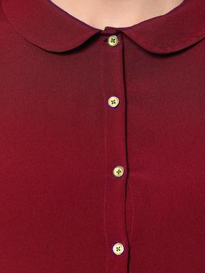 solid maroon crepe dress - 12379776 - Standard Image - 4