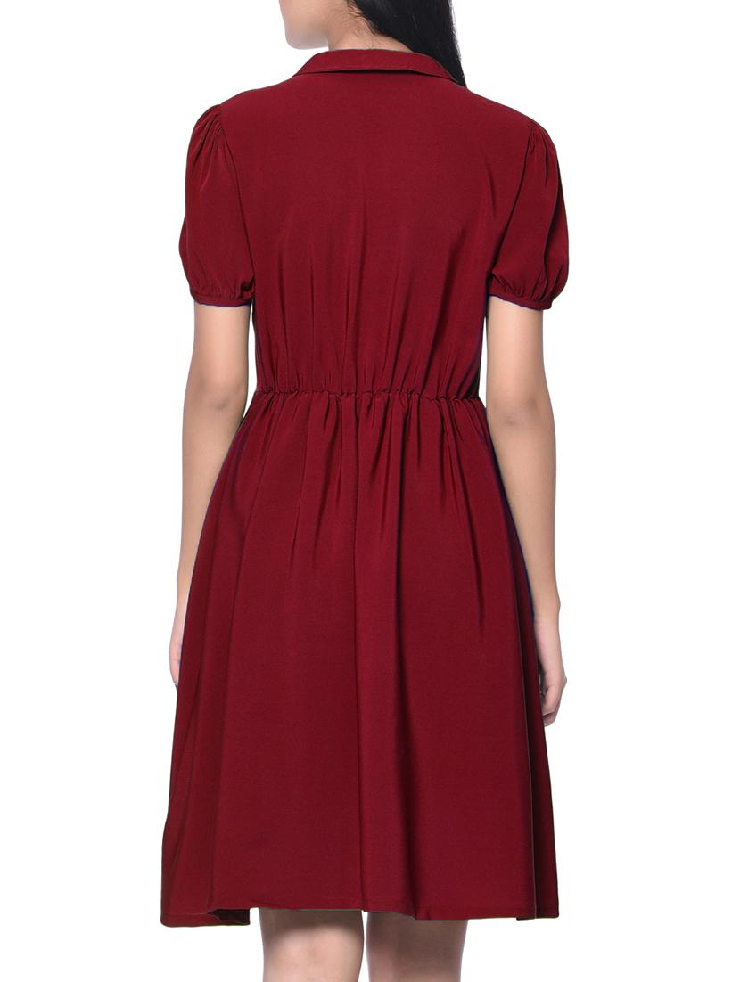 solid maroon crepe dress - 12379776 - Zoom Image - 3