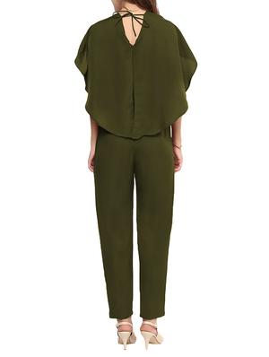 green crepe full leg jumpsuit - 12379790 - Standard Image - 3