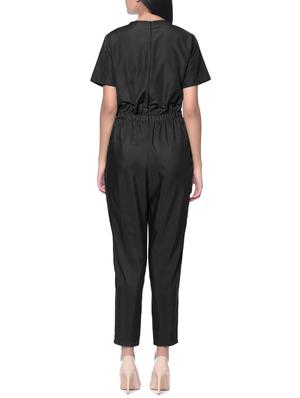 black crepe full leg jumpsuit - 12379797 - Standard Image - 3