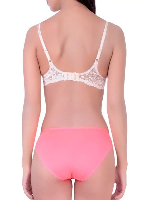 pink cotton bras and panty set - 12380027 - Zoom Image - 3