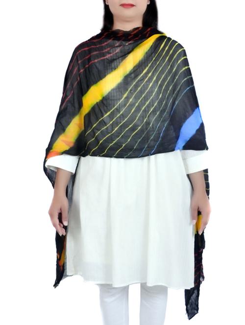 black chiffon leheriya dupatta - 12381096 - Standard Image - 1