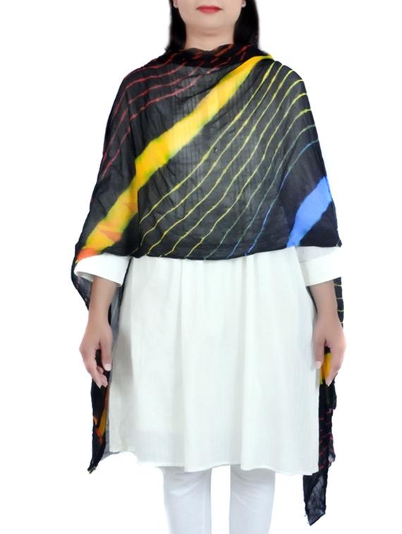 black chiffon leheriya dupatta - 12381096 - Zoom Image - 1