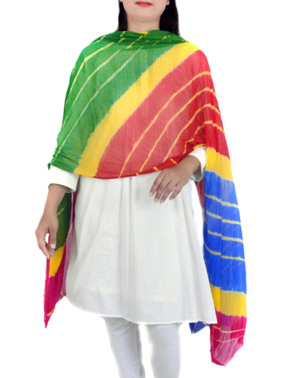 multicolored chiffon leheriya dupatta - 12381097 - Zoom Image - 1