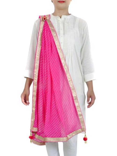 pink poly georgette dupatta - 12381102 - Standard Image - 1