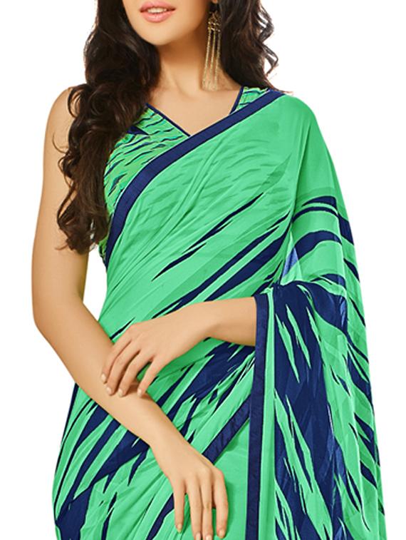 geometric printed saree with blouse - 12382403 - Zoom Image - 2