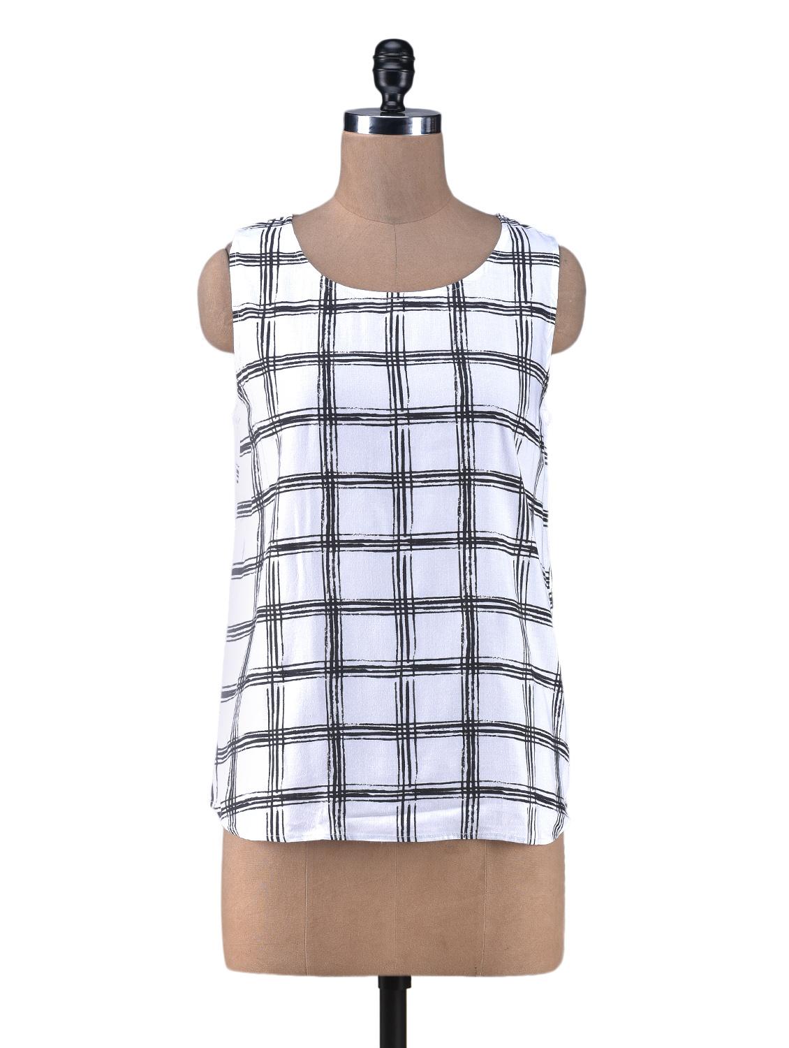 white viscose check print top - 1238541 - Zoom Image - 1