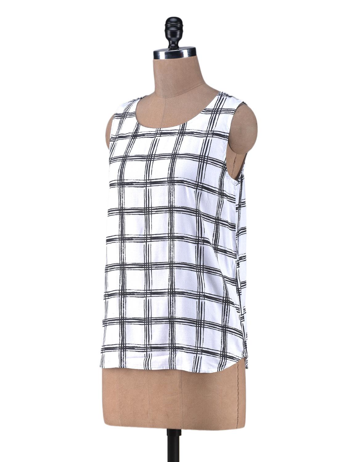 white viscose check print top - 1238541 - Zoom Image - 2
