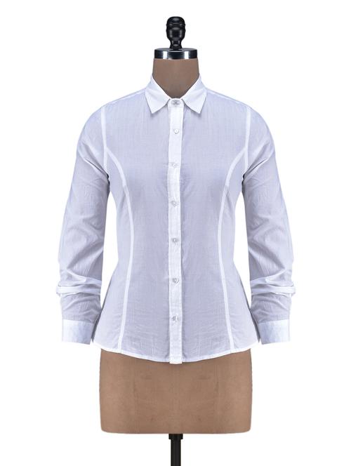 solid white cotton full sleeve shirt - 1238553 -  Standard Image - 0