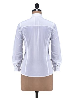 solid white cotton full sleeve shirt - 1238553 - Standard Image - 3