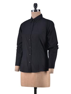 solid black cotton full sleeve shirt - 1238554 - Standard Image - 2