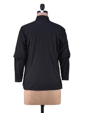 solid black cotton full sleeve shirt - 1238554 - Standard Image - 3