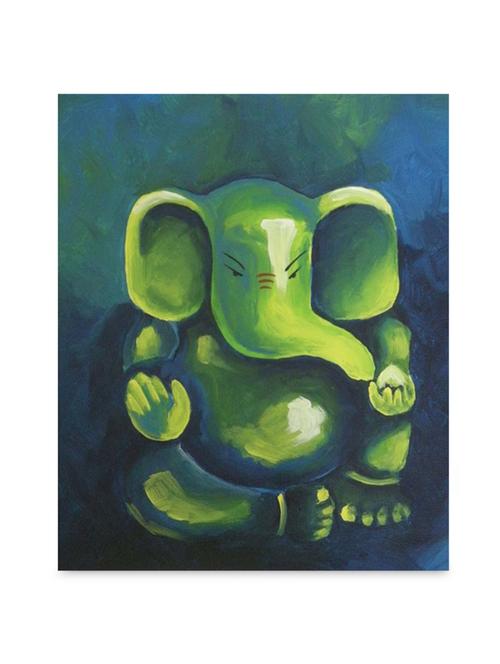 multicolor frameless canvas green ganesha painting - 1238840 - Standard Image - 1