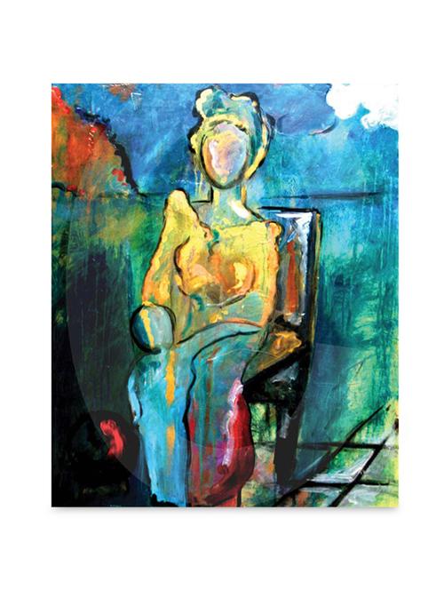 multicolor frameless canvas man on chair painting - 1238890 - Standard Image - 1