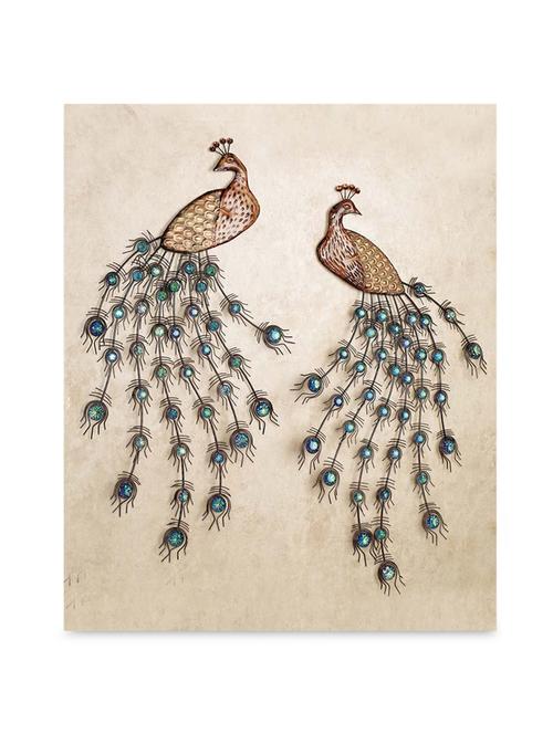 multicolor frameless canvas two peacocks painting - 1238978 - Standard Image - 1