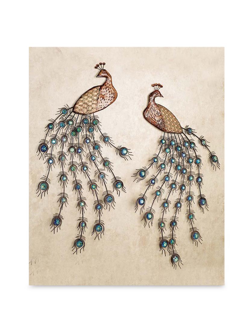 multicolor frameless canvas two peacocks painting - 1238978 - Zoom Image - 1