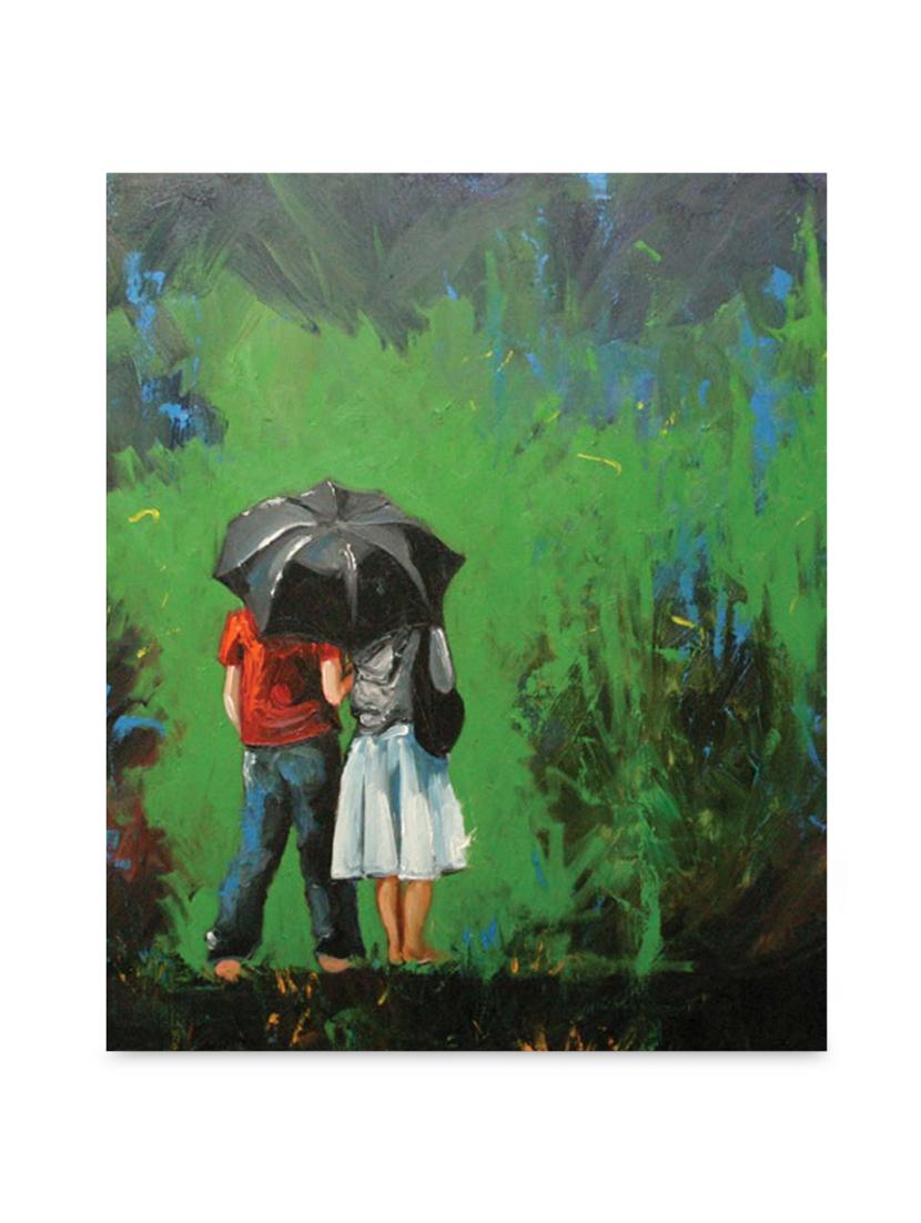 multicolor frameless canvas couple under umbrella painting - 1238990 - Zoom Image - 1