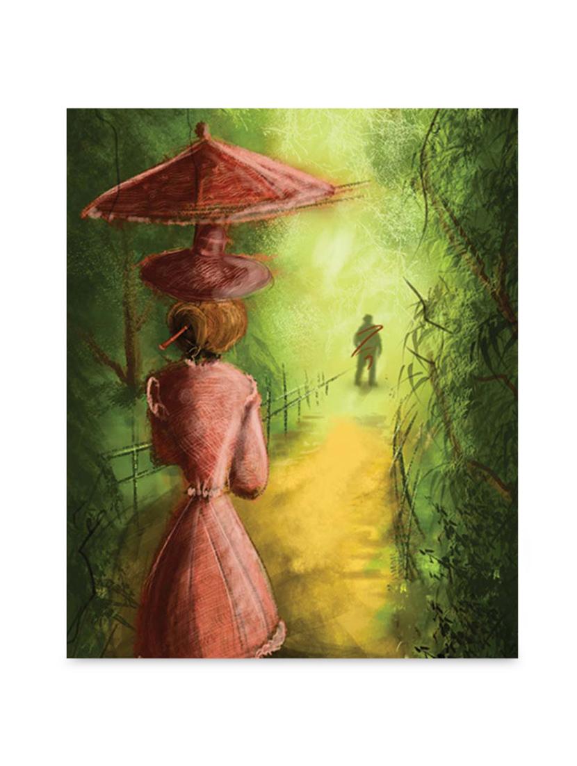 multicolor frameless canvas girl with umbrella - 1239020 - Zoom Image - 1