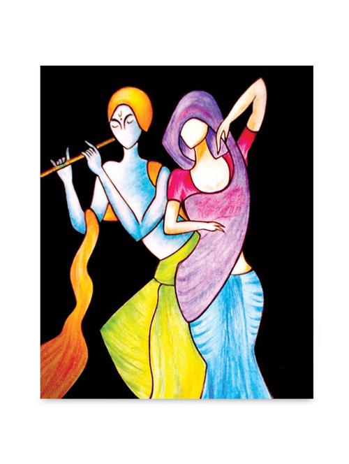 multicolor frameless canvas radha krishna painting - 1239057 - Standard Image - 1