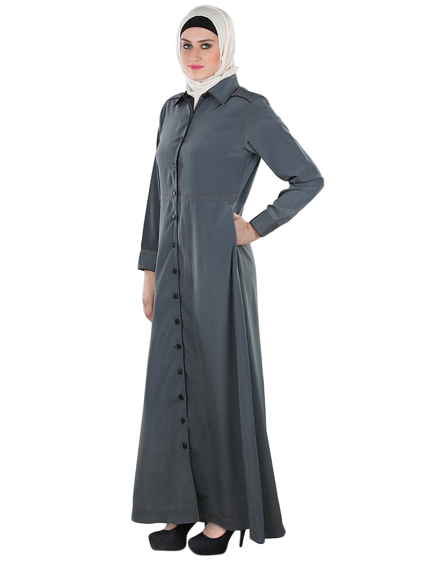solid grey abaya - 12391674 - Zoom Image - 2