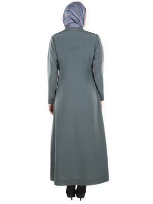 solid grey abaya - 12391679 - Standard Image - 3