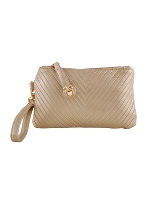 gold leatherette handbag, sling and pouch (set of 3) - 12391997 - Standard Image - 7