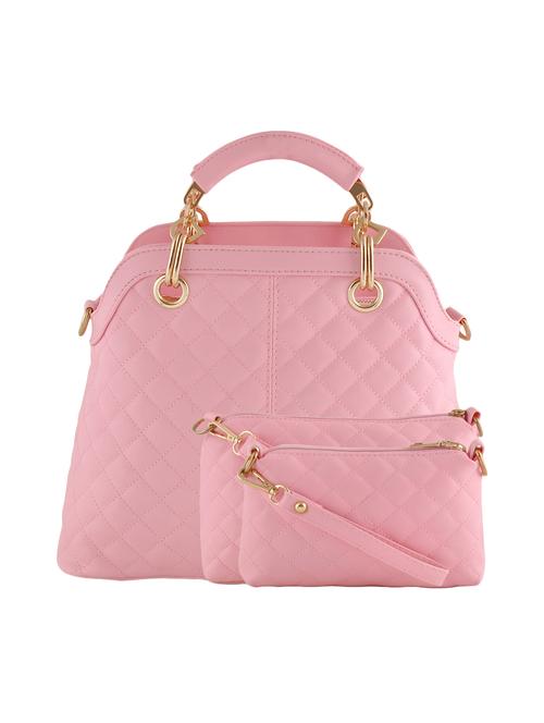 pink leatherette quilted handbag, sling and pouch (set of 3) - 12392058 - Standard Image - 1