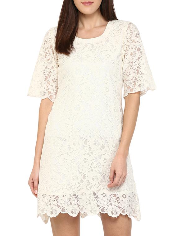 solid white lace shift dress - 12392071 - Zoom Image - 1