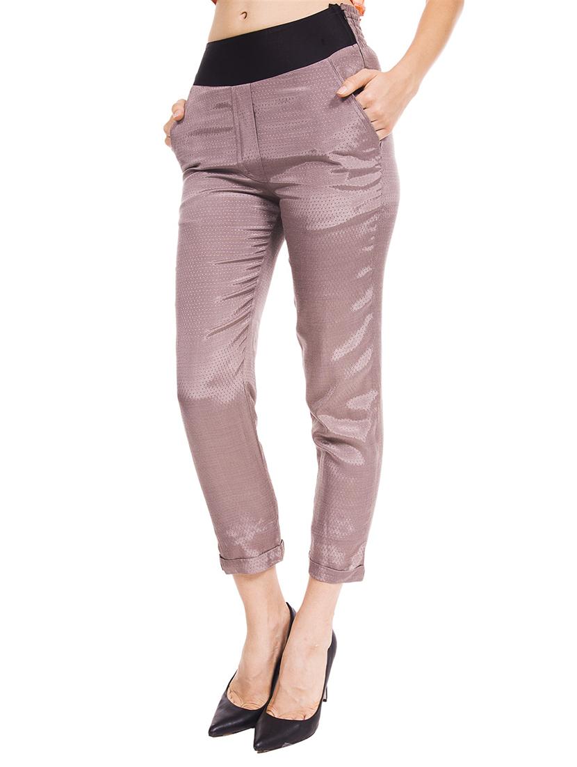 brown viscose flat front trousers - 12394134 - Zoom Image - 2
