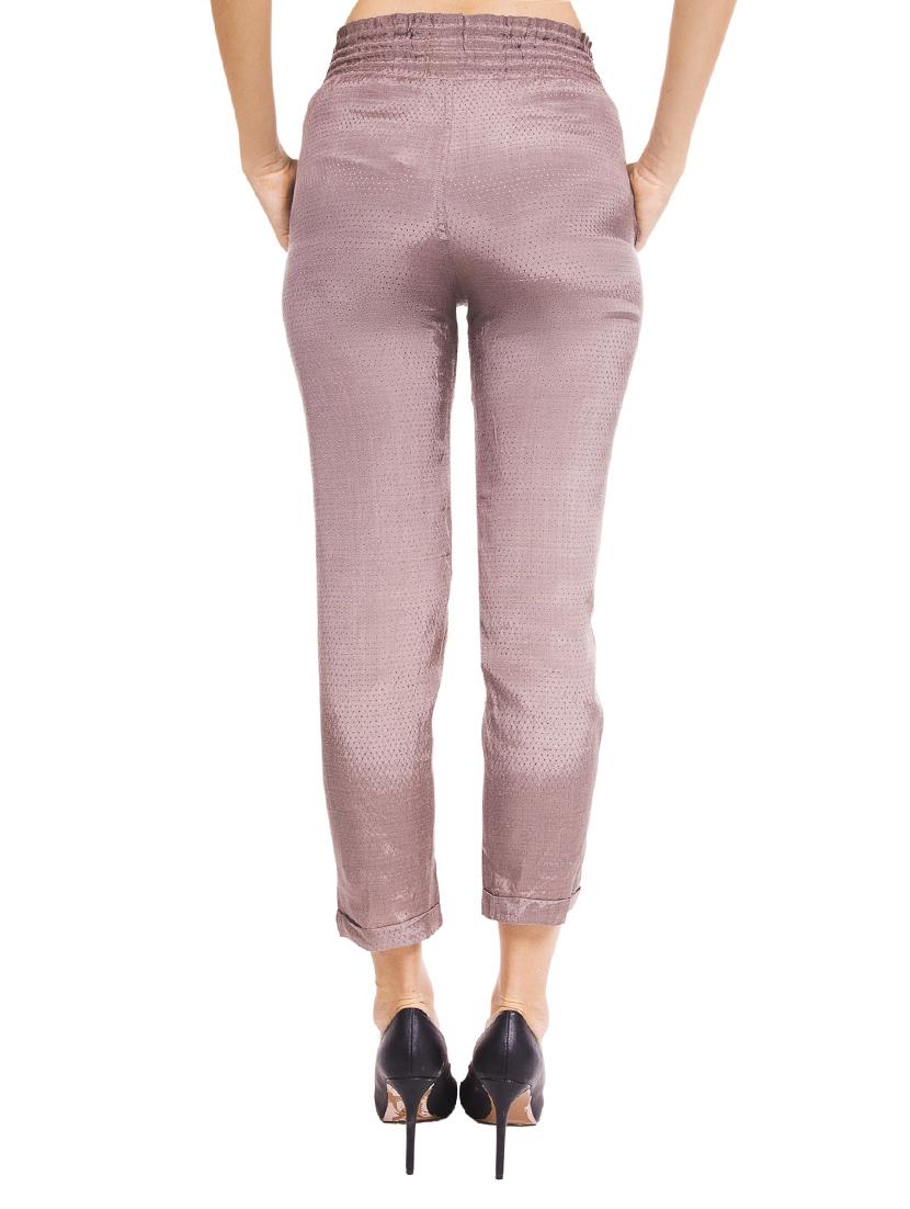 brown viscose flat front trousers - 12394134 - Zoom Image - 3