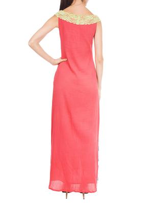 orange rayon printed maxi dress - 12394137 - Standard Image - 3