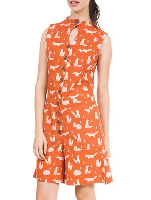 orange cotton knee length jumpsuit - 12394144 - Standard Image - 2