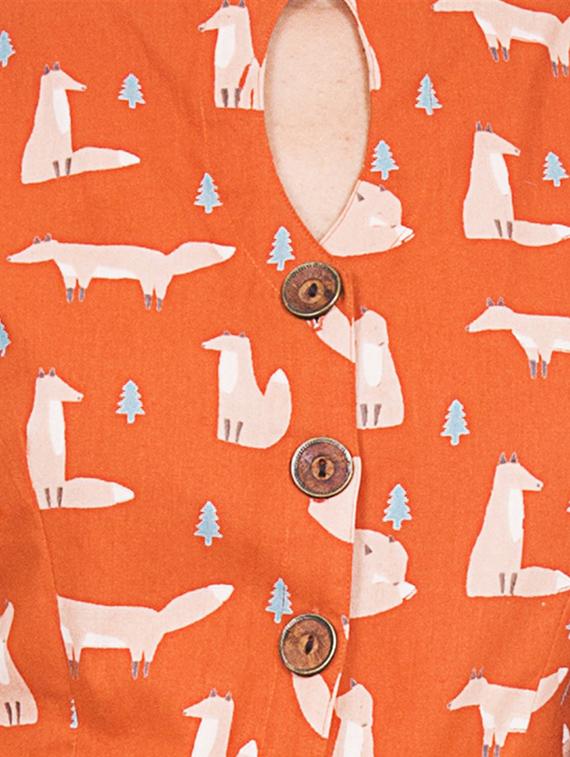 orange cotton knee length jumpsuit - 12394144 - Zoom Image - 4
