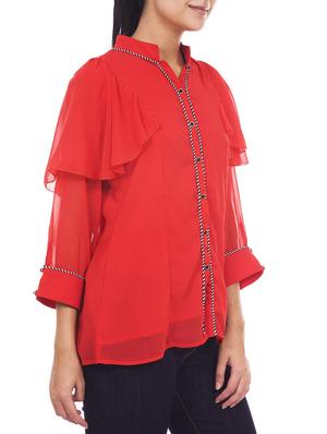 red georgette regular shirt - 12394147 - Standard Image - 2