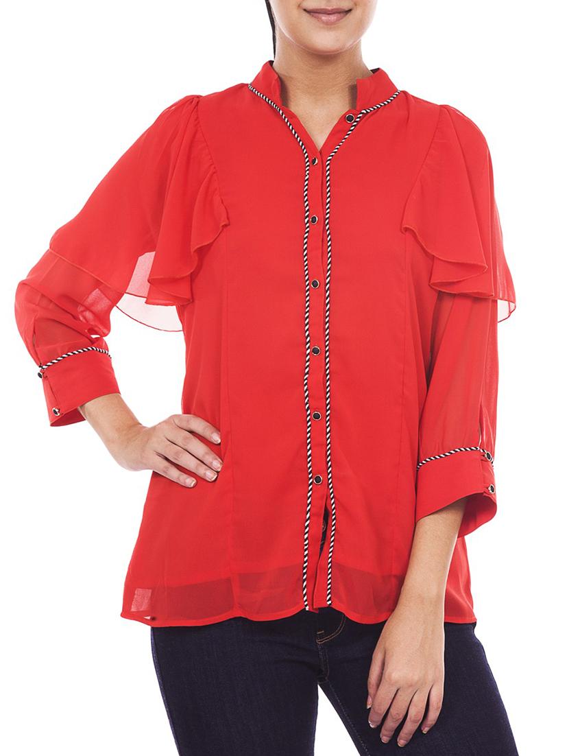 red georgette regular shirt - 12394147 - Zoom Image - 1