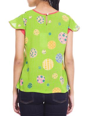 green crepe straight top - 12394161 - Standard Image - 3