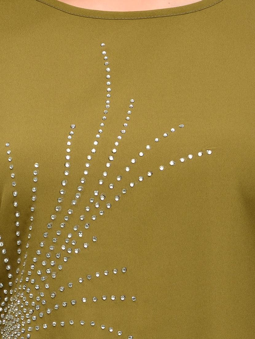 green embellished crepe regular top - 12394187 - Zoom Image - 4