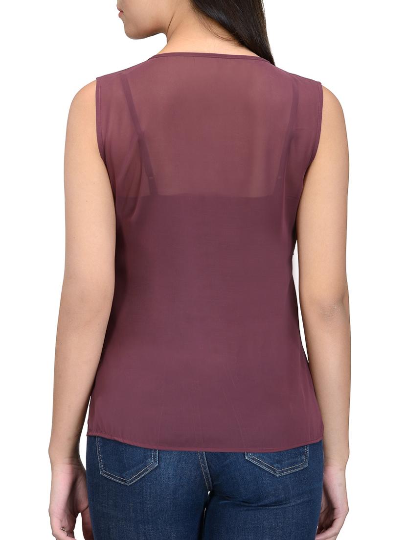 purple georgette top - 12394200 - Zoom Image - 3