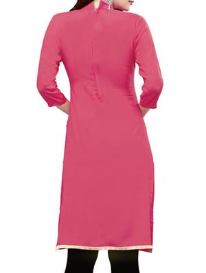 pink rayon straight kurta - 12396226 - Standard Image - 2