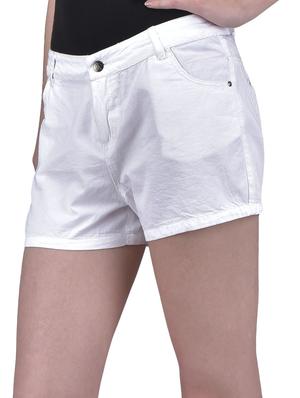 solid white cotton twill shorts - 1239810 - Standard Image - 2