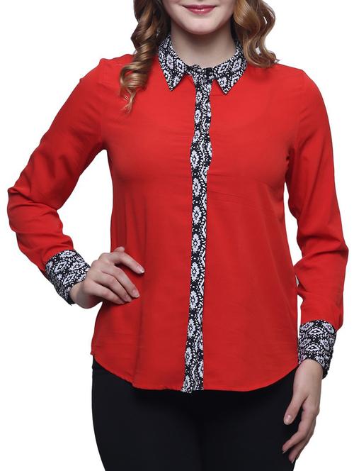 red crepe shirt - 12400433 - Standard Image - 1