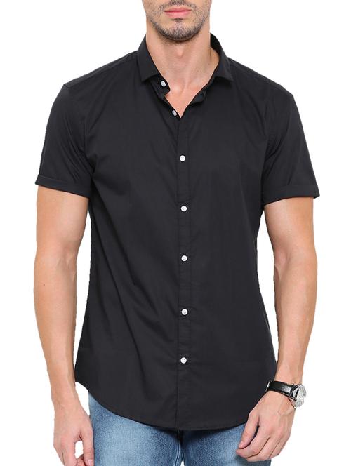 black cotton casual shirt - 12402514 - Standard Image - 1