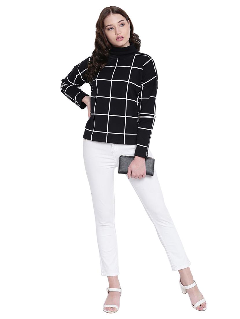 black fleece stylized sleeves pullover - 12403230 - Zoom Image - 5