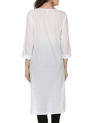 white cotton straight kurta - 12405464 - Standard Image - 3