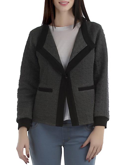 solid grey quilted blazer - 12405993 - Standard Image - 1